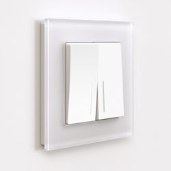 Выключатель двухклавишный с подсветкой без рамки Werkel белый матовый W1120161