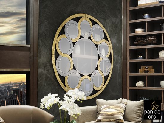 Зеркало Zendaya золотое 120Ø