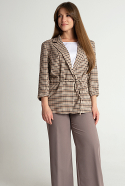 Жакет женский 3881зпа, бежевая клетка #412БКл043881зпа