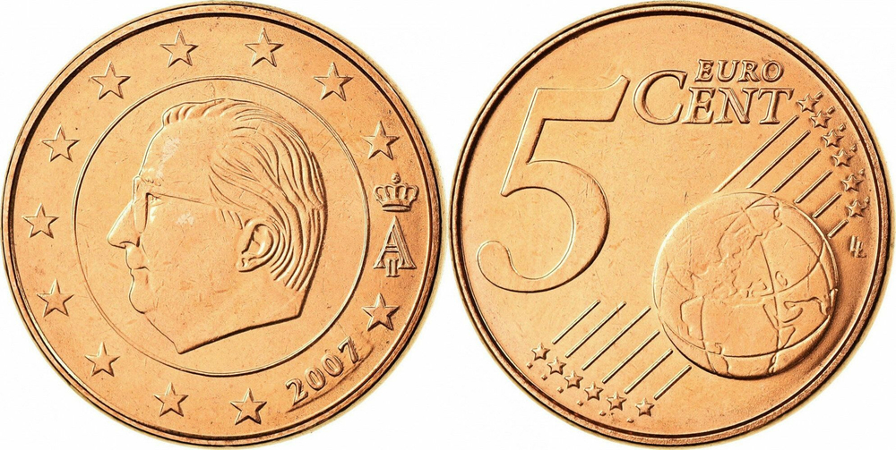 Бельгия 5 евроцентов, 1999-2007 XF