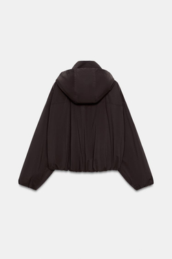 ZARA ПРОРЕЗИНЕННАЯ КУРТКА С КАПЮШОНОМ, КОРИЧНЕВЫЙ