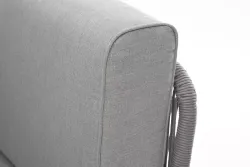 "Канны" угловой модуль плетеный из роупа, каркас алюминий белый шагрень, роуп светло-серый круглый, ткань светло-серая