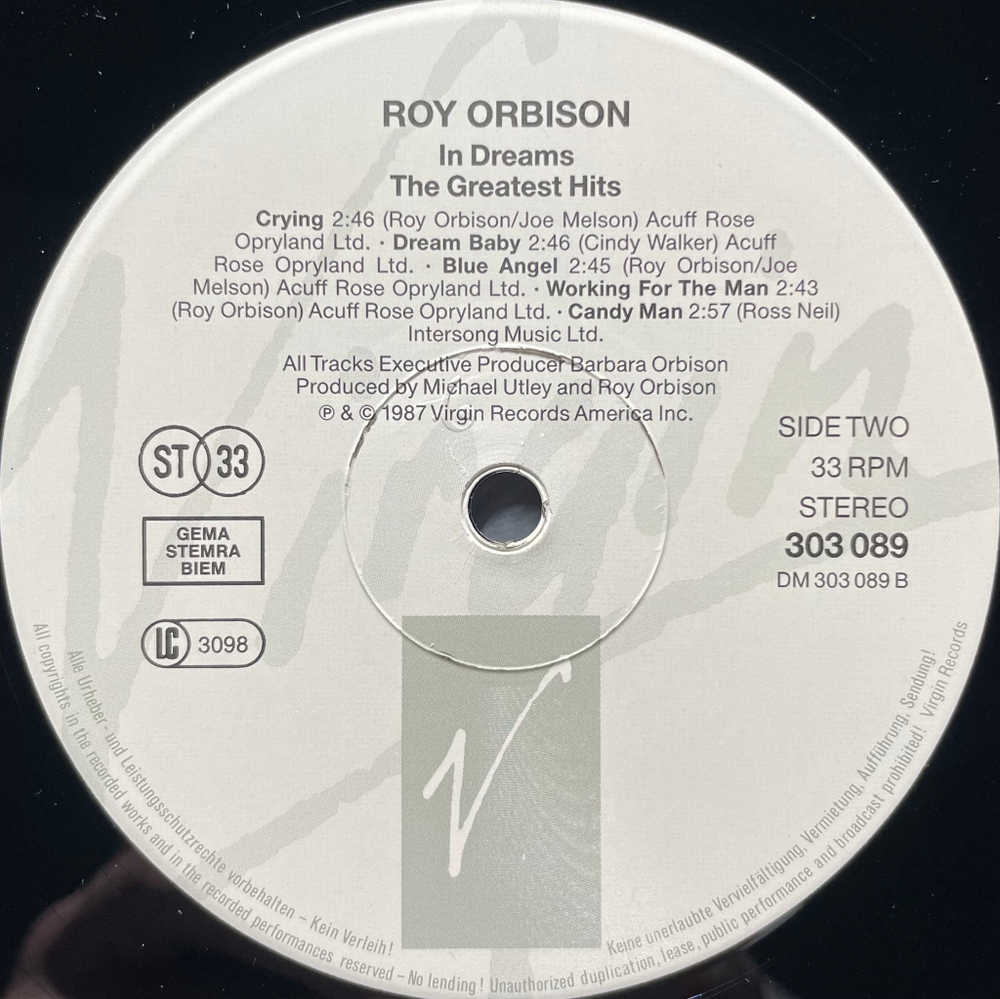 Roy Orbison ‎– In Dreams: The Greatest Hits 2LP (Европа 1987г.)