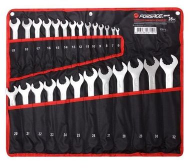 Набор ключей комбинированных с профилем ''Super drive'',26пр. (6-30, 32мм), на полотне Forsage F-5261SD