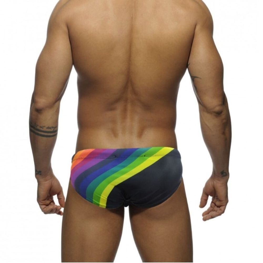 Мужские плавки черные с разноцветными полосками Romeo Rossi 6613-2