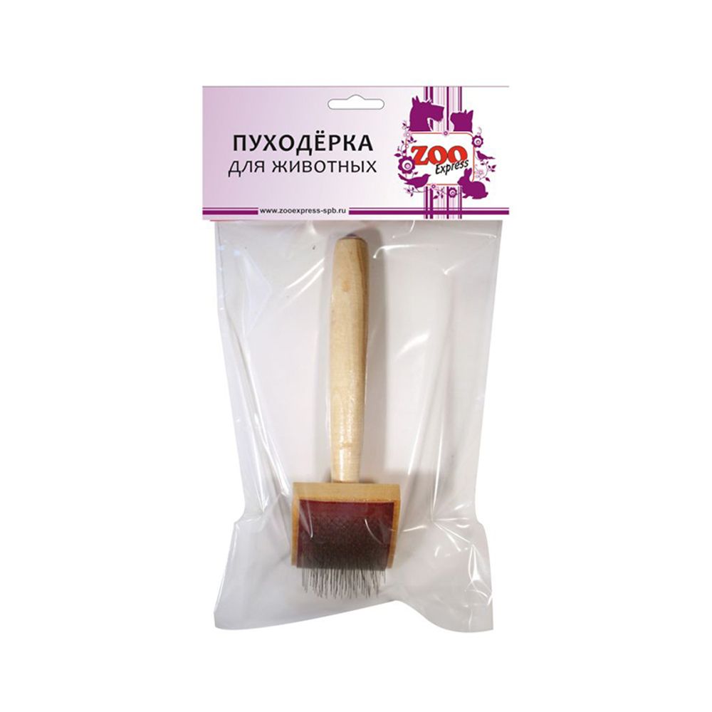 Пуходерка ZOOEXPRESS деревянная малая, без капли - 16,5х5 см