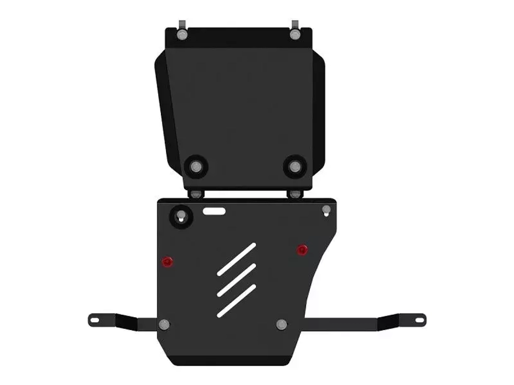Защита КПП и РК (2,5 мм, сталь) для Jeep Grand Cherokee 2010-2013 (V = 3.6; 3.0D AT), Jeep Grand Cherokee 2013-2021 (V = 3.0; 3.0TD AT), Jeep Grand Cherokee SRT 2013-2021 (V = 6.4 AT) Sheriff.04.1979