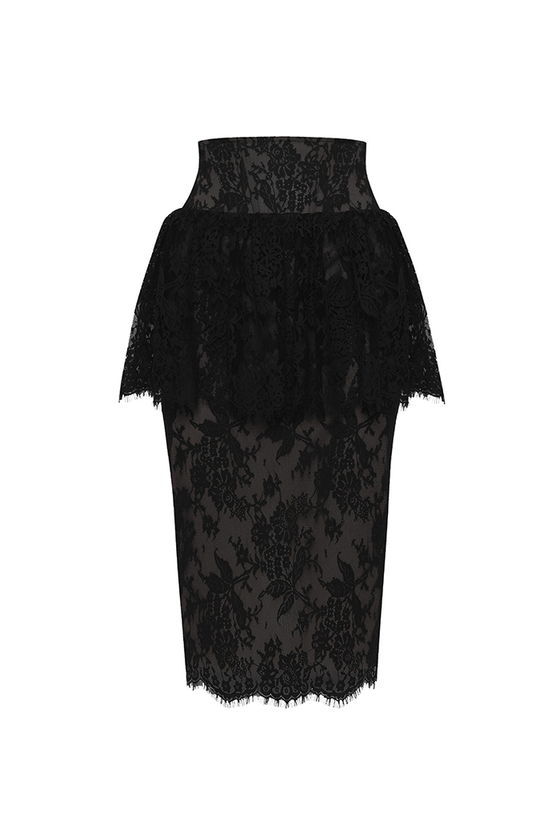 Кружевная юбка миди с корсетным поясом