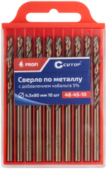 Сверло по металлу Cutop Profi с кобальтом 5%, 4,5 x 80 мм (10 шт) 48-45-10