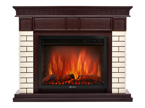 Портал Firelight Bricks 30U (угловой) камень бежевый, шпон темный дуб