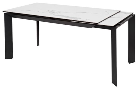 Стол CREMONA 140 MATTE STATUARIO Белый мрамор матовый, керамика/ черный каркас
