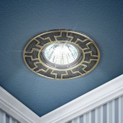 Светильник встраиваемый штампованный ЭРА ST5 GD/SS под лампу MR16 GU5.3 сатин серебро/золото | Штампованные встраиваемые светильники