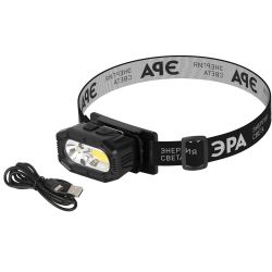 Фонарь налобный светодиодный ЭРА GA-814 аккумуляторный 5 Вт COB + 5 Вт LED 5 режимов сенсорное управление