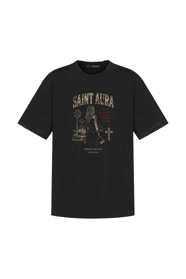 Футболка чёрная с принтом SAINT AURA
