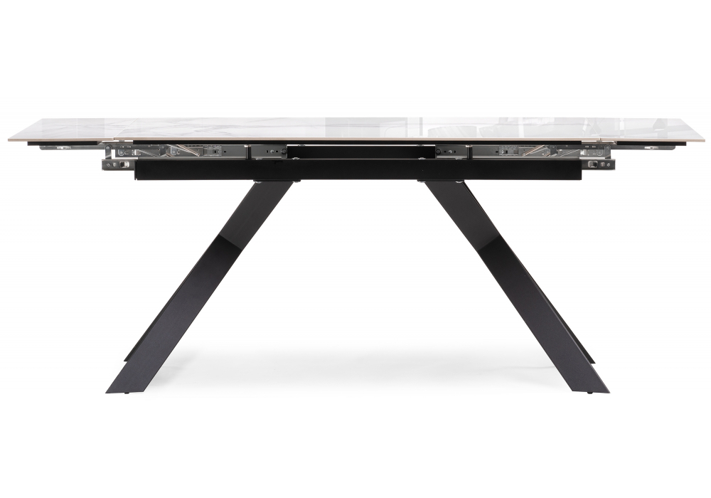 Керамический стол Woodville Хилбри 140(200)х80х76 statuario cara, черный, ножки черные