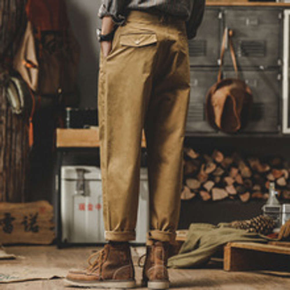 Американские тяжелые ретро-брюки Amy Kaki. Мужские весенние и осенние хаки комбинезоны Мужские осенние конусообразные повседневные брюки