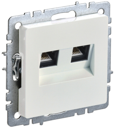 BRITE Розетка компьютерная двойная RJ45 кат.6 РК11-2-БрЖ жемчуг IEK