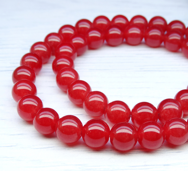 ПК075НН8 Бусины из природного камня кварц (красный), размер: 8 мм, 10 шт.