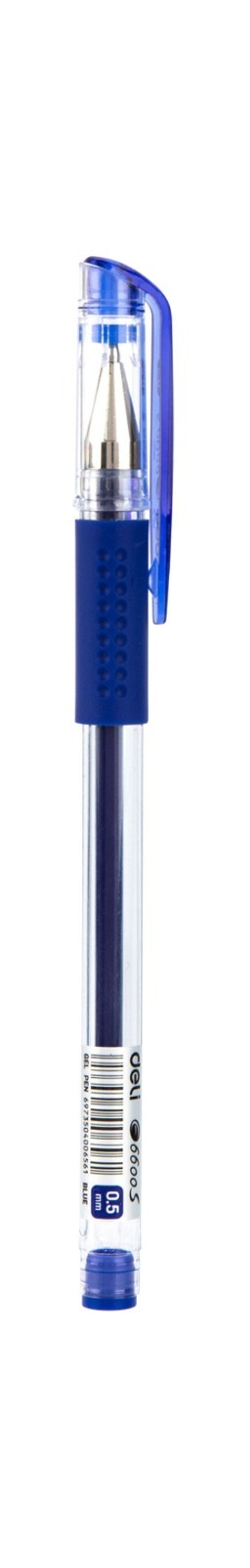Ручка гелевая Deli Daily 0.5мм синяя, резин. манжета E6600Sblue