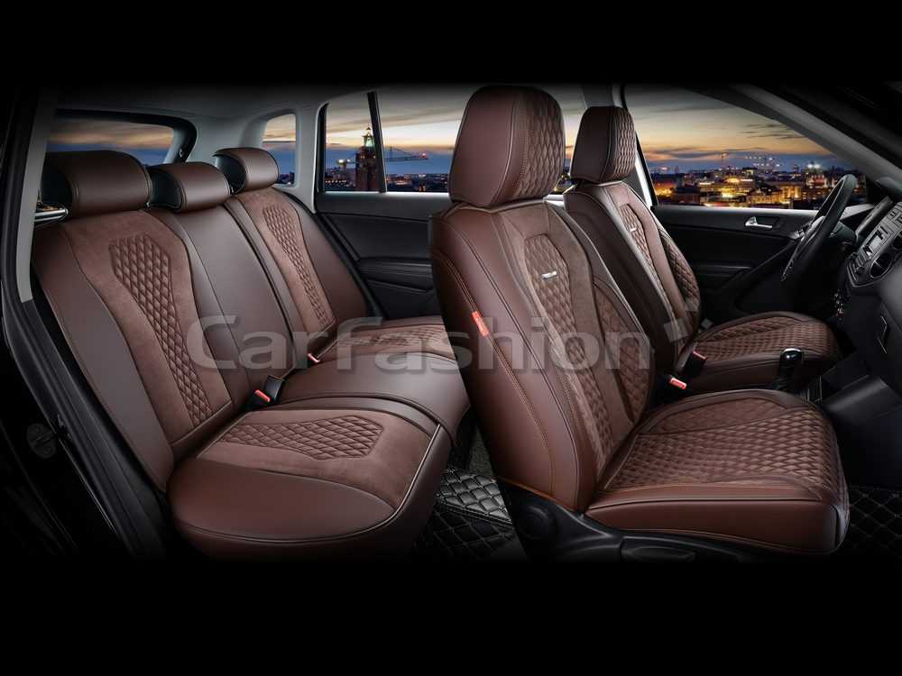 Чехлы на сидения CarFashion каркас 5D«MERCURY PLUS» 27304 -Экокожа коричневый/коричневый/коричневы