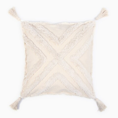 Наволочка декоративная Бохо, 45х45 см 100% хлопок (молочный)