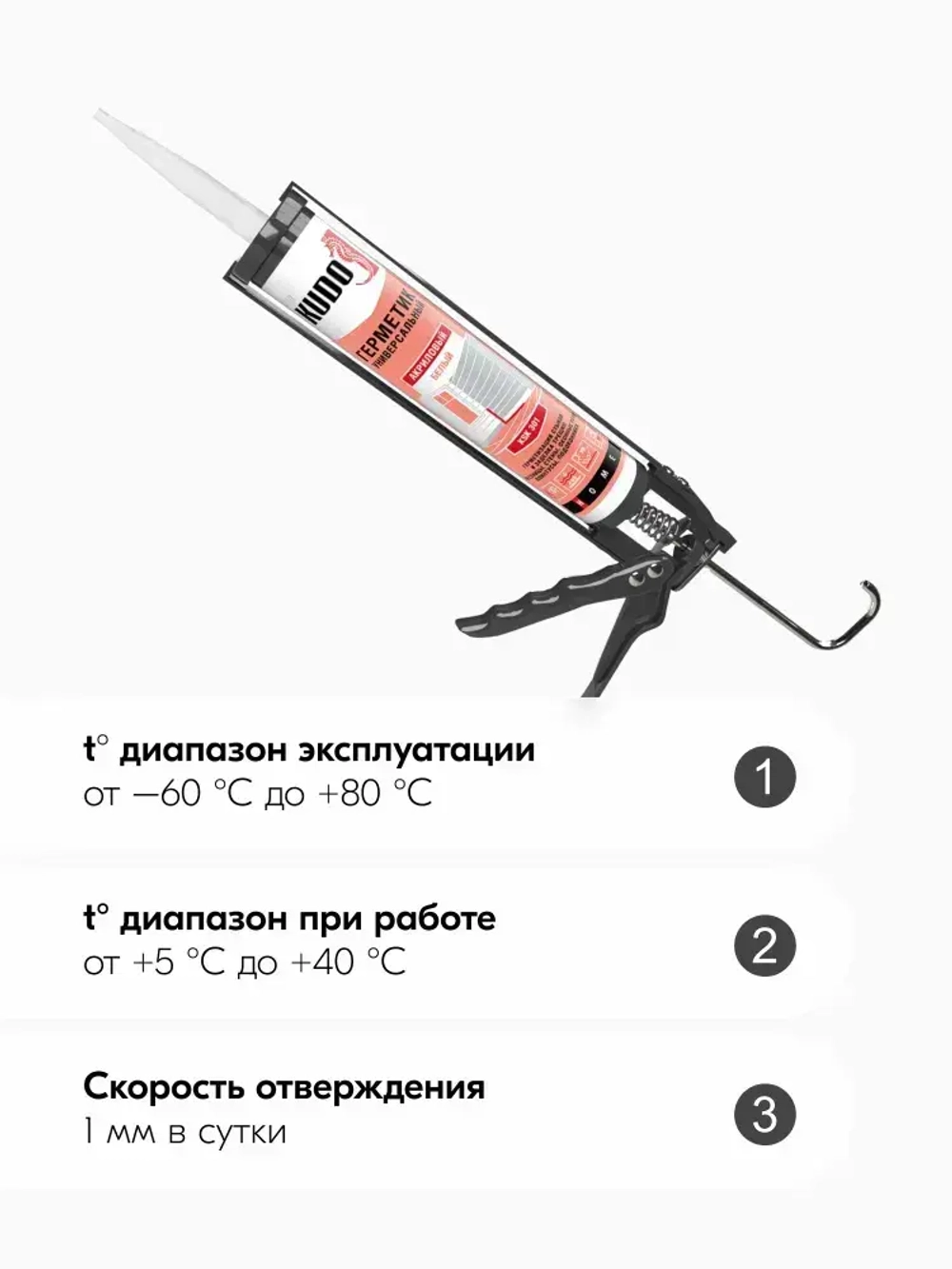 Герметик акриловый универсальный KUDO "KSK 301", 280 мл, белый