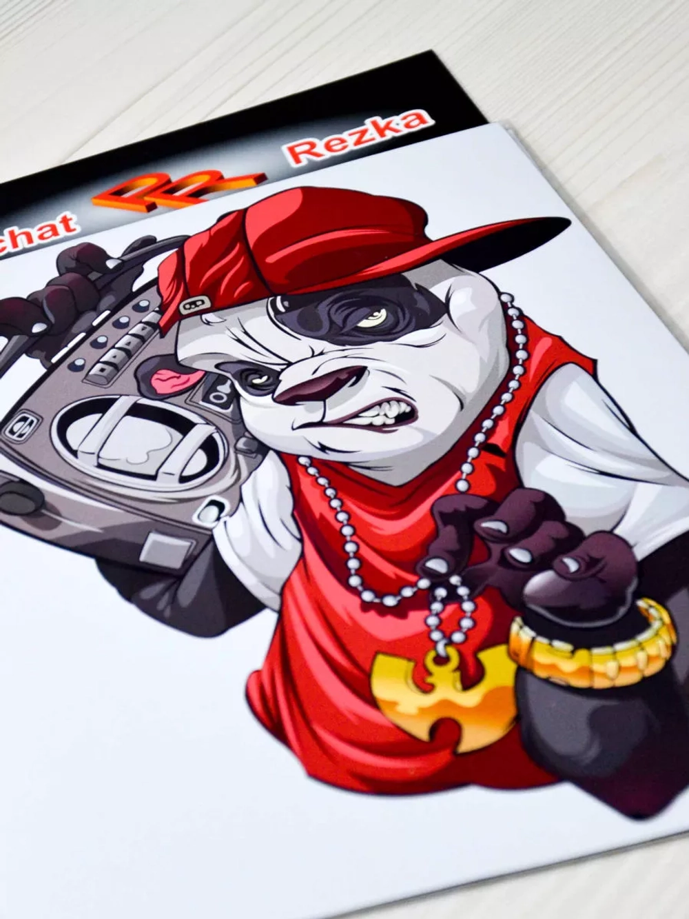 Наклейка - Панда с магнитофоном