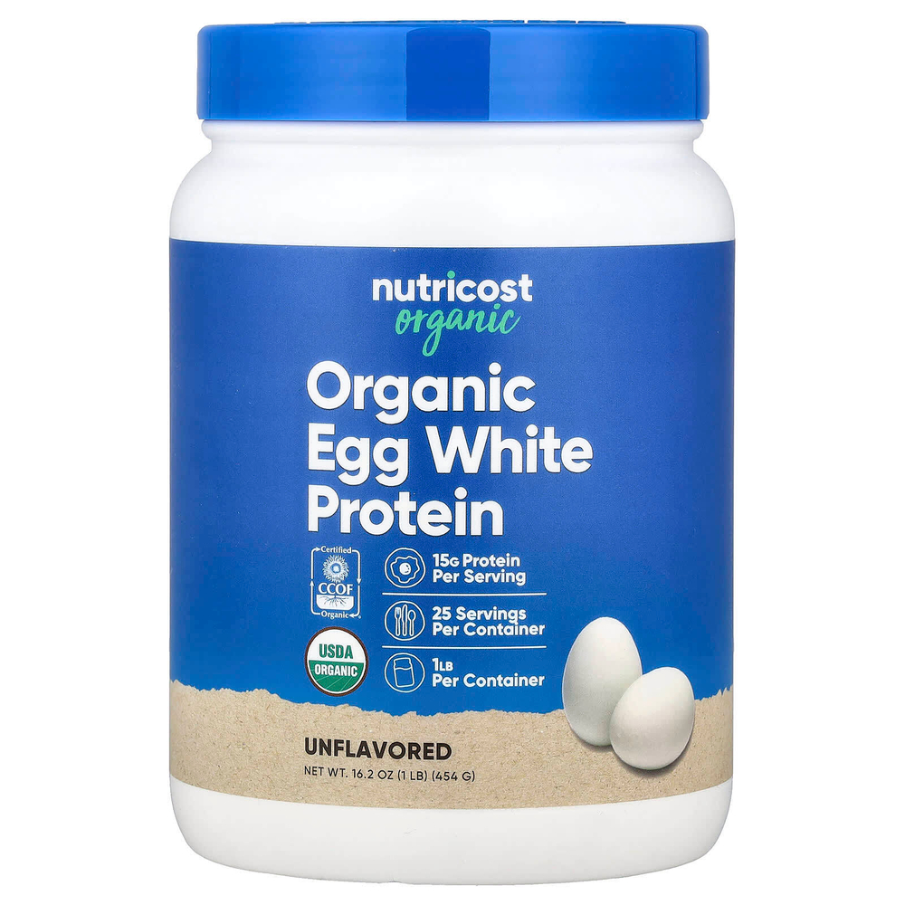 Nutricost, органический яичный протеин, без добавок, 454 г (1 фунт)
