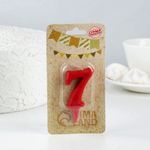 Свеча для торта цифра "Овал" "7", красная, 5,5 см