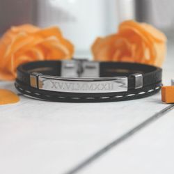 Тонкий двойной браслет с гравировкой на заказ