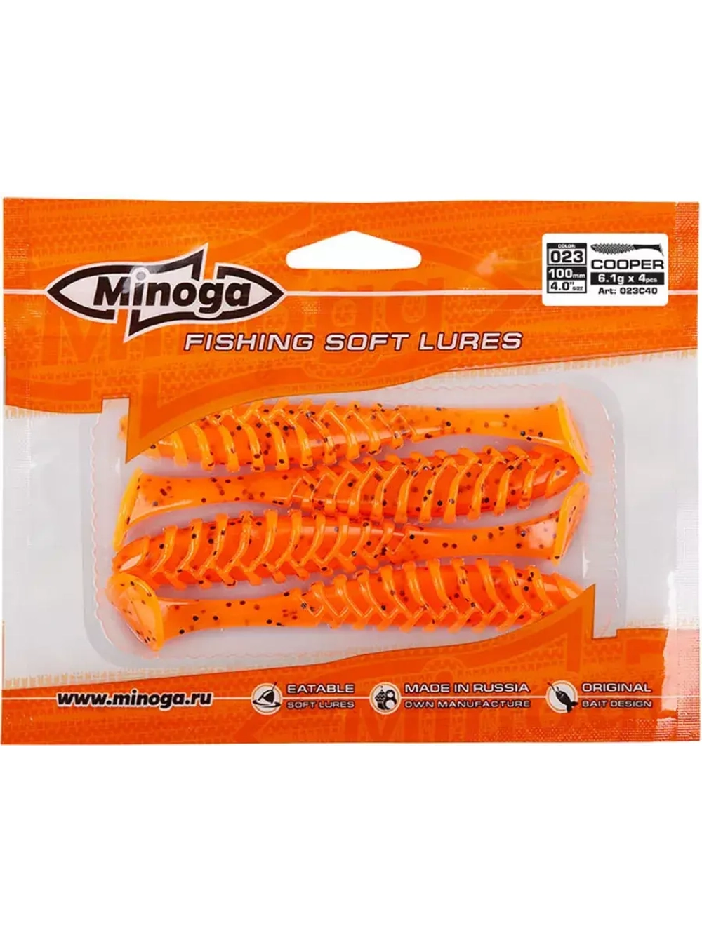 Силиконовая приманка COOPER 4,0"(4шт) 100мм, цвет 023