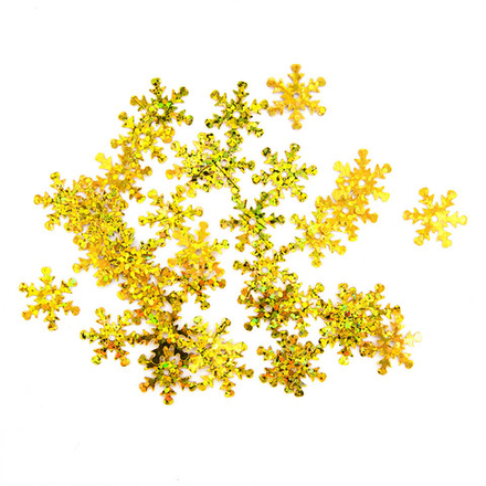 Пайетки 'снежинки' 13мм, 'Астра' 10г (A20 золото голограмма)