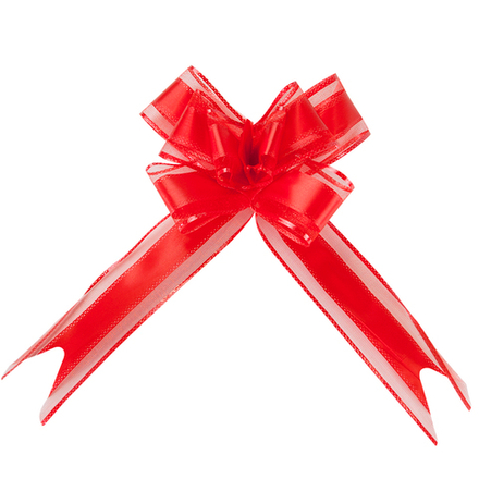 Текстильный бант Бабочка, Широкая полоса, Красный, 15 см, 10 шт.