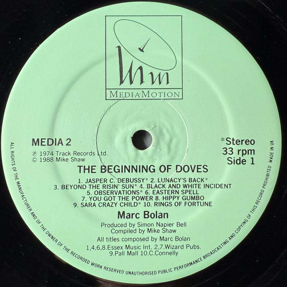 Marc Bolan ‎– The Beginning Of Doves (Англия 1988г.)
