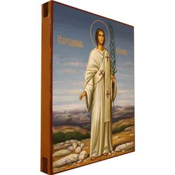 Стефан Первомученик, апостол от 70-ти. Рукописная икона на липовой доске.Профиль.