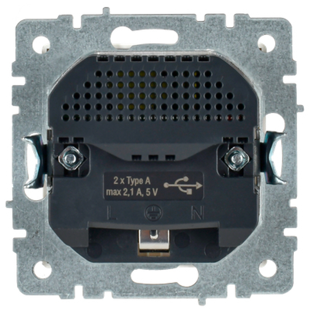 BRITE Розетка 1-местная с заземлением с защитными шторками 16А с USB A+A 5В 2,1А РЮш10-1-БрБ белый IEK