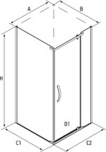 Душевое ограждение - AB244-100 1000*1000*2000 (без поддона) тонированое стекл