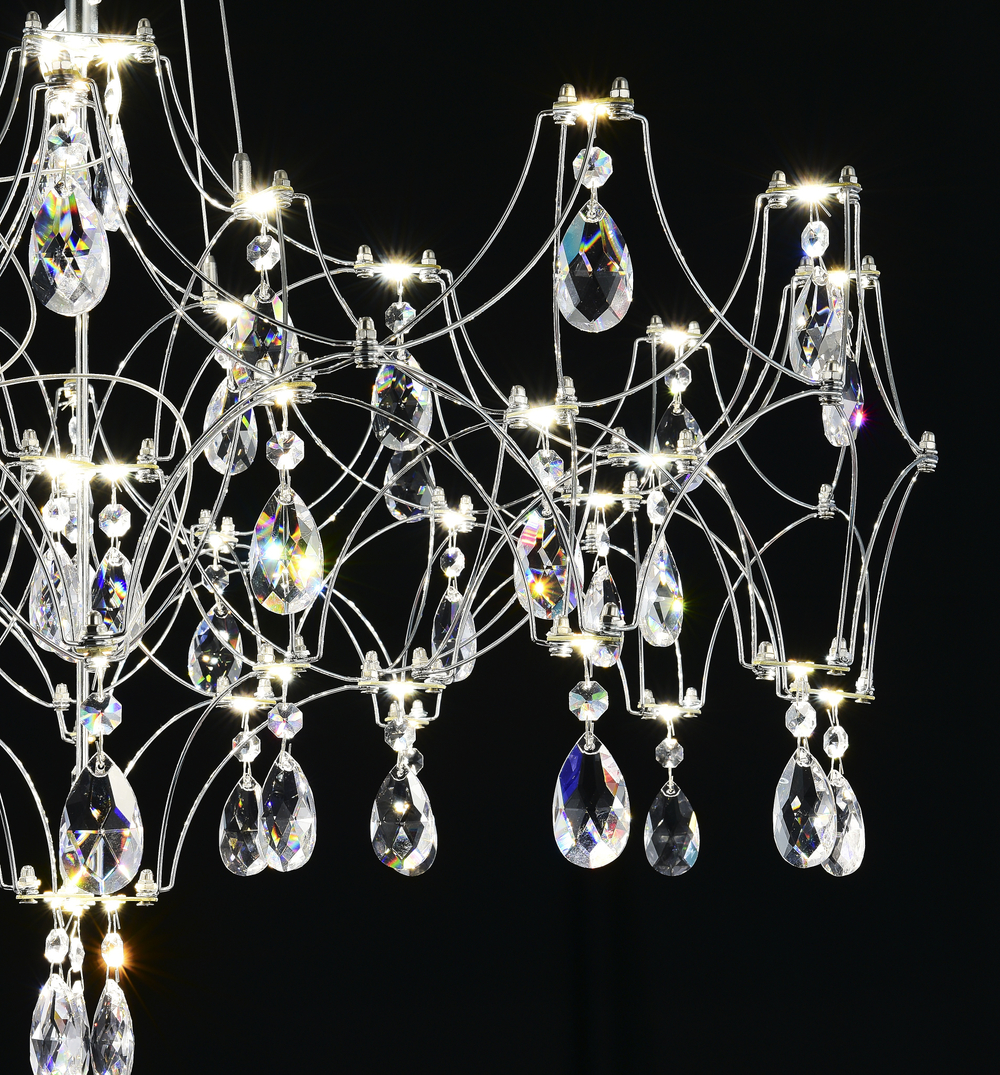 Подвесная люстра светодиодная с пультом и хрустальными подвесками Asfour MyFar Ileria MR2651-57P-50AD