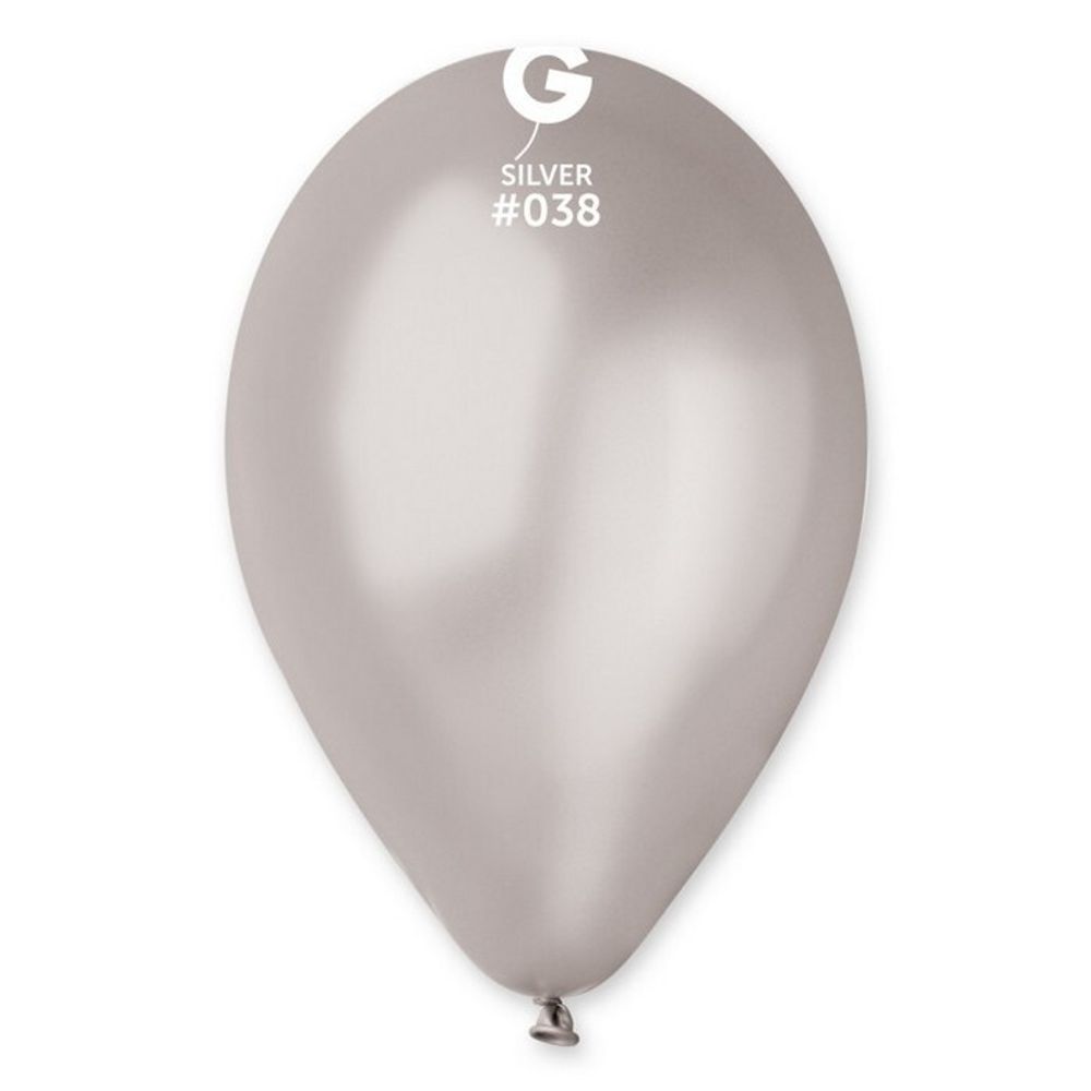Воздушные шары Gemar, цвет 038 металлик, серебряный, 100 шт. размер 10&quot;