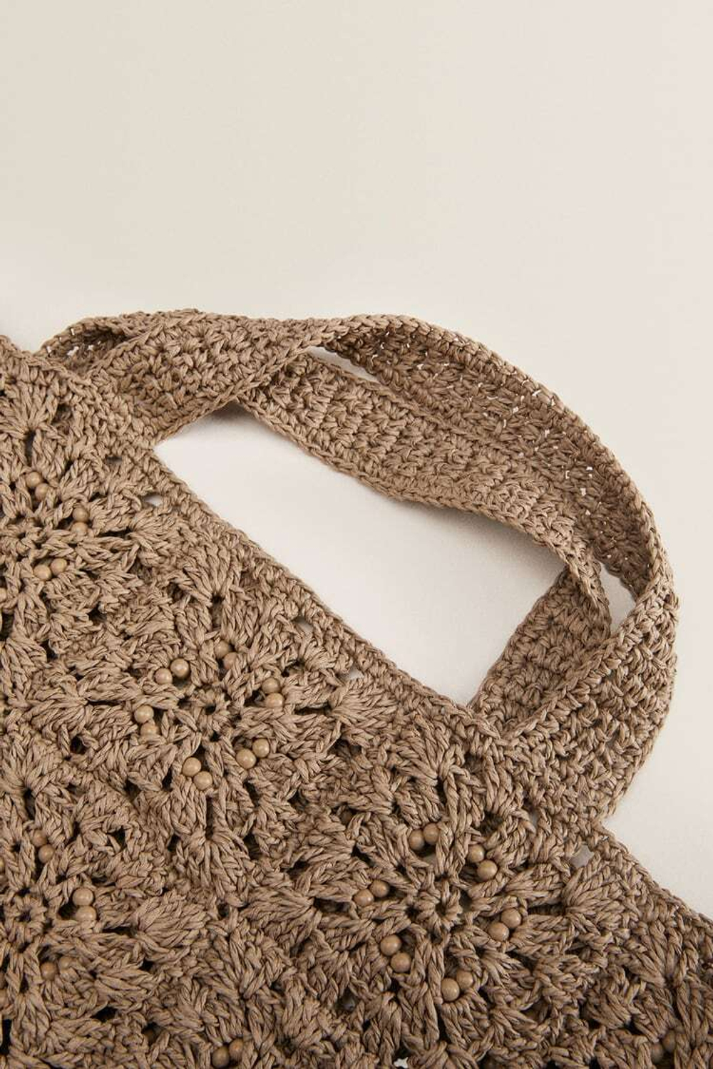 ZARA HOME БУМАЖНАЯ СУМКА-ТОУТ ИЗ БИСЕРА, СЕРЫЙ