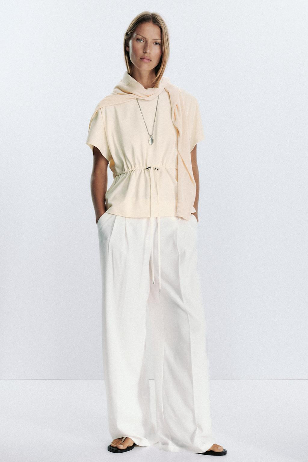 ZARA ФУТБОЛКА ИЗ ПЛОТНОГО ХЛОПКА, ЖЕЛТЫЙ