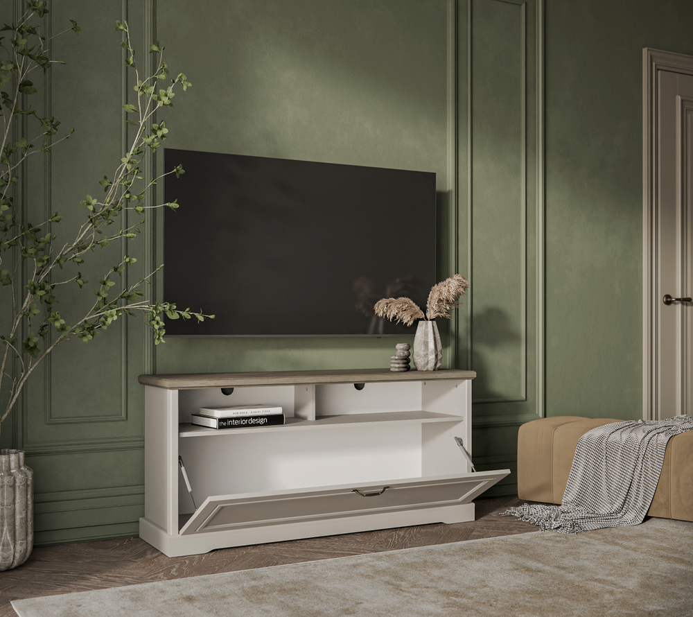 TOSCANA NEW, Тумба RTV 1D2N. Цвет ПЕРСИДСКИЙ ЖЕМЧУГ/КАНЬОН