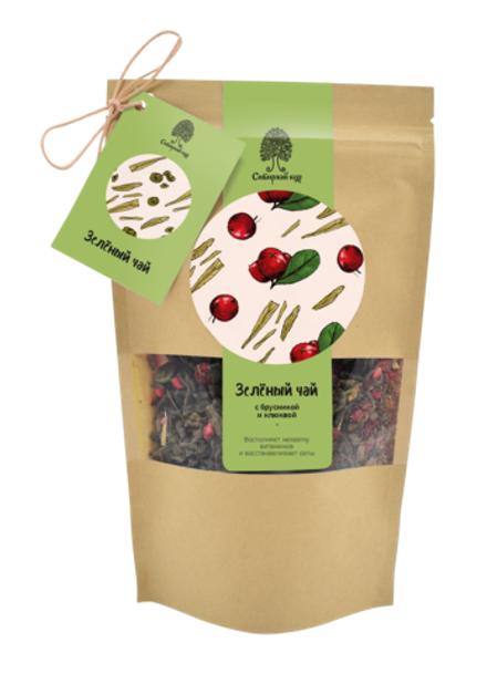 Чай зеленый с брусникой и клюквой / CraftTea / 50 г / Сибирский кедр