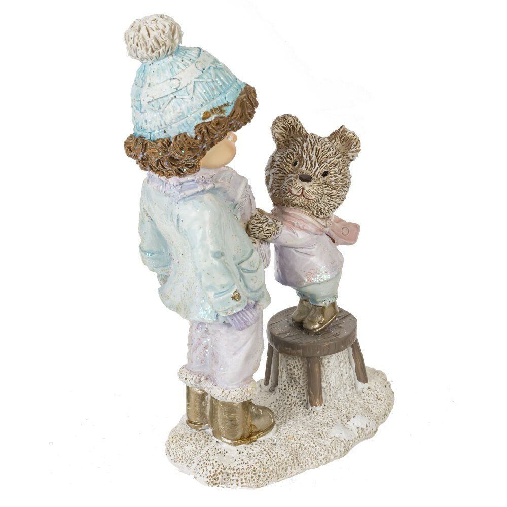 GAEM Фигурка декоративная "Мальчик и медвежонок", L9 W5 H13,5 см