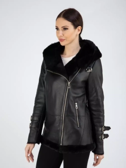 Дубленка зима короткая натуральная авиатор