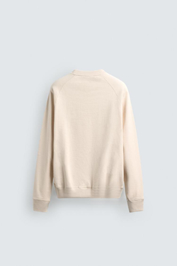 ZARA ТОЛСТОВКА С КРУГЛЫМ ВЫРЕЗОМ И ЭФФЕКТОМ ПОТЕРТОСТИ, ЭКРЮ