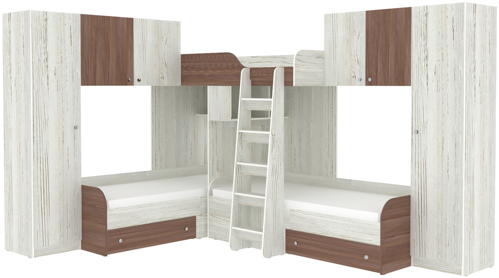 Трехместная кровать КарИВи Трио 3 Винтерберг Бодего Темный