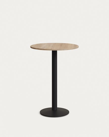 Esilda Круглый стол из меламина с натуральной отделкой и черной металлической ножкой  Ø60x96