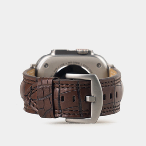Ремешок для Apple Watch Ultra 49mm из кожи аллигатора, коричневого цвета