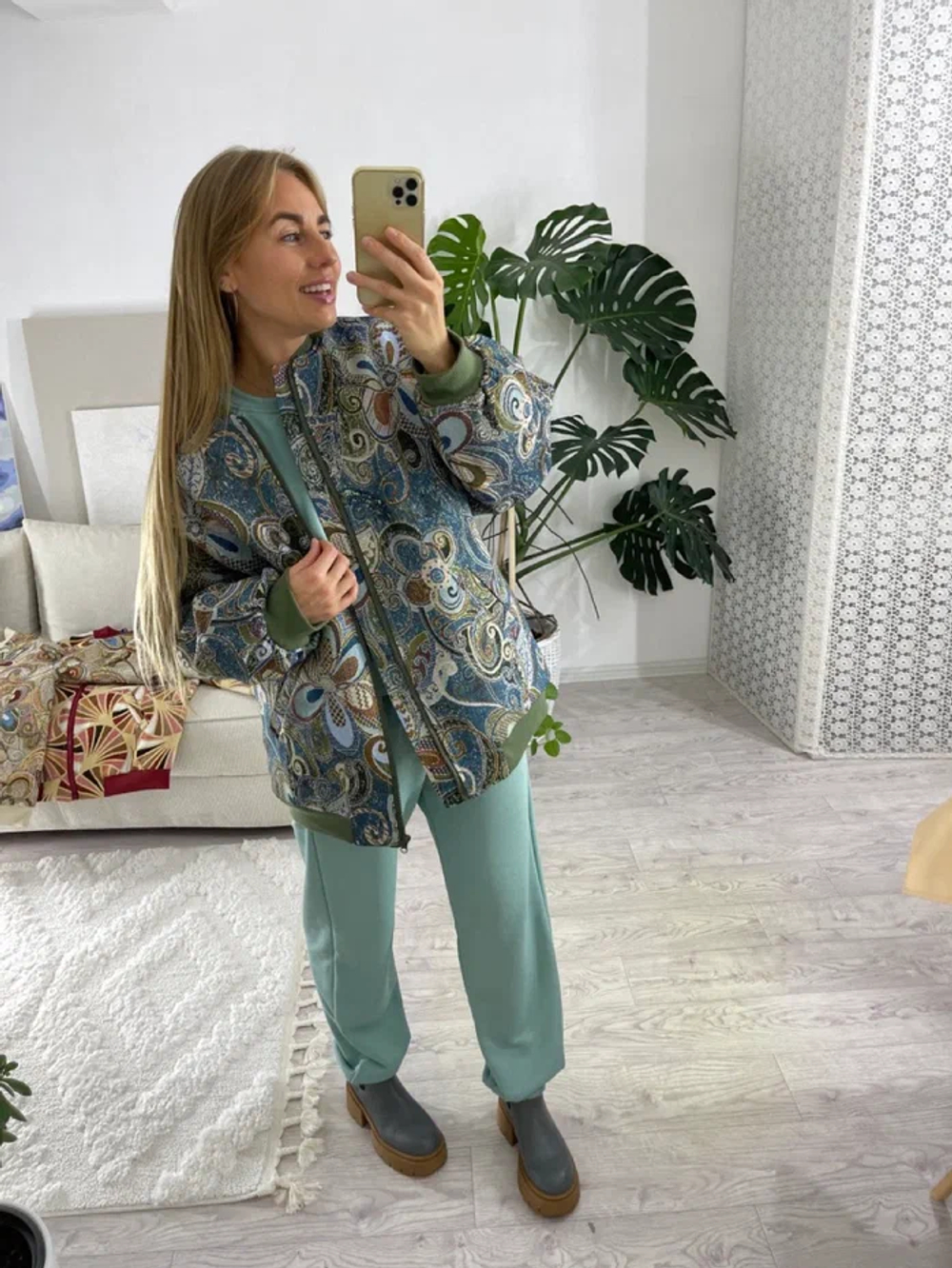 Куртка-бомбер (цвет сине-зеленый)